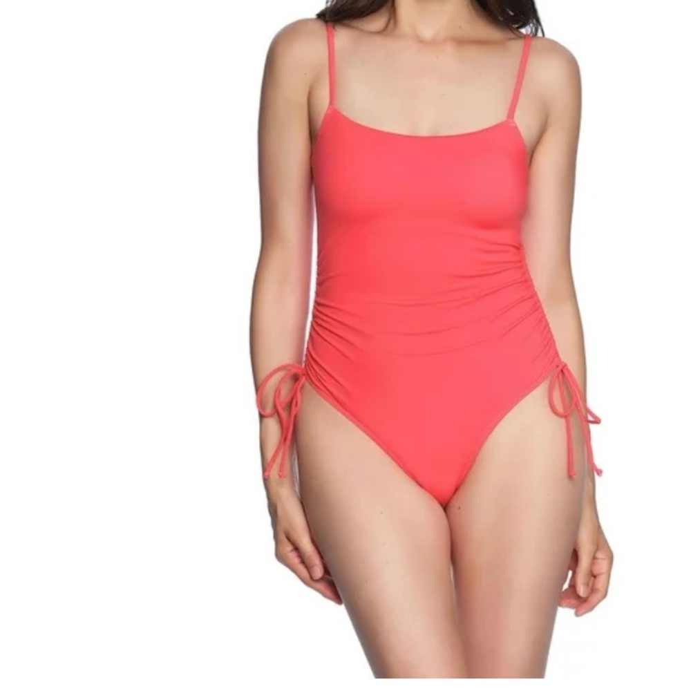 LOFT Pink Women's Shirred Side Tie
One-Piece Swimsuit Plus‎ Size XXL